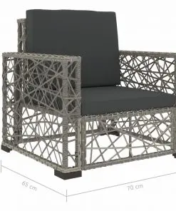 vidaXL 6 Piece Garden Lounge Set with Cushions Poly Rattan Grey