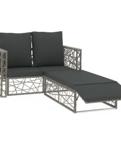 vidaXL 2 Piece Garden Lounge Set with Cushions Poly Rattan Grey