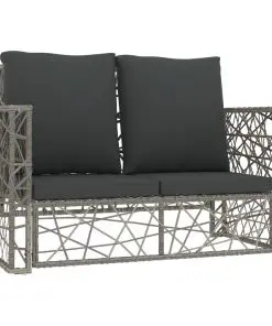 vidaXL 2 Piece Garden Lounge Set with Cushions Poly Rattan Grey