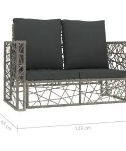 vidaXL 2 Piece Garden Lounge Set with Cushions Poly Rattan Grey