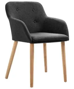 vidaXL Dining Chairs 4 pcs Dark Grey Fabric and Solid Oak Wood