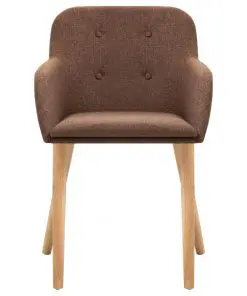 vidaXL Dining Chairs 4 pcs Brown Fabric and Solid Oak Wood