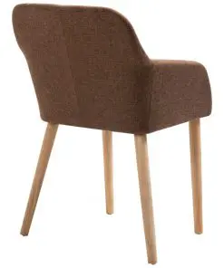 vidaXL Dining Chairs 4 pcs Brown Fabric and Solid Oak Wood