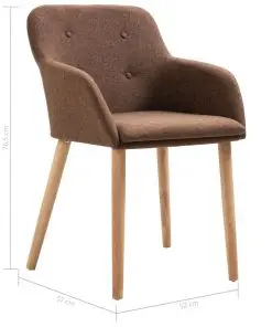 vidaXL Dining Chairs 4 pcs Brown Fabric and Solid Oak Wood