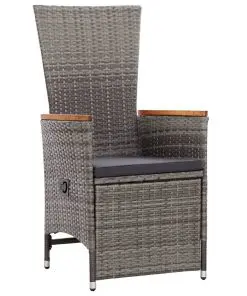 vidaXL Reclining Garden Chairs 2 pcs with Cushions Poly Rattan Grey