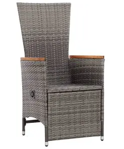 vidaXL Reclining Garden Chairs 2 pcs with Cushions Poly Rattan Grey