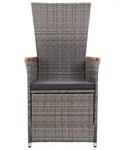 vidaXL Reclining Garden Chairs 2 pcs with Cushions Poly Rattan Grey