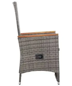 vidaXL Reclining Garden Chairs 2 pcs with Cushions Poly Rattan Grey