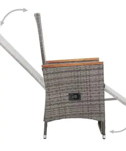 vidaXL Reclining Garden Chairs 2 pcs with Cushions Poly Rattan Grey