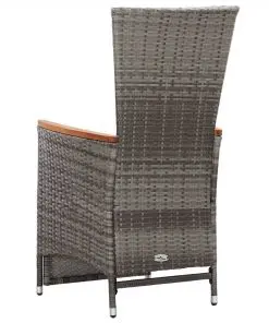 vidaXL Reclining Garden Chairs 2 pcs with Cushions Poly Rattan Grey