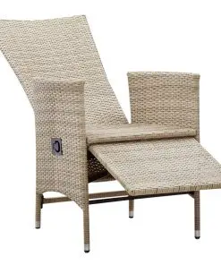 vidaXL Reclining Garden Chairs 2 pcs with Cushions Poly Rattan Beige
