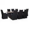 vidaXL 9 Piece Outdoor Dining Set Poly Rattan Acacia Wood Black