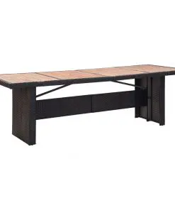 vidaXL 9 Piece Outdoor Dining Set Poly Rattan Acacia Wood Black