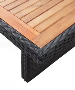 vidaXL 9 Piece Outdoor Dining Set Poly Rattan Acacia Wood Black