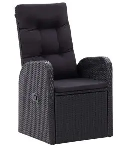 vidaXL 9 Piece Outdoor Dining Set Poly Rattan Acacia Wood Black