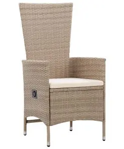 vidaXL Outdoor Chairs 2 pcs with Cushions Poly Rattan Beige