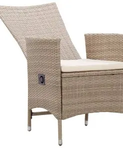 vidaXL Outdoor Chairs 2 pcs with Cushions Poly Rattan Beige