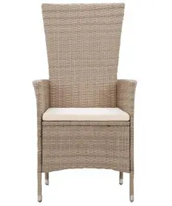 vidaXL Outdoor Chairs 2 pcs with Cushions Poly Rattan Beige