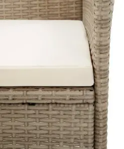 vidaXL Outdoor Chairs 2 pcs with Cushions Poly Rattan Beige