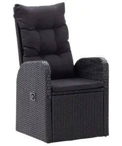 vidaXL Reclining Garden Chairs 2 pcs with Cushions Poly Rattan Black