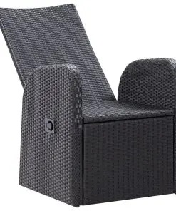 vidaXL Reclining Garden Chairs 2 pcs with Cushions Poly Rattan Black