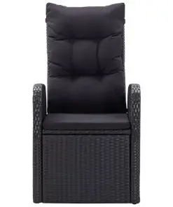 vidaXL Reclining Garden Chairs 2 pcs with Cushions Poly Rattan Black