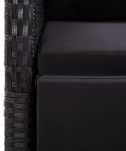 vidaXL Reclining Garden Chairs 2 pcs with Cushions Poly Rattan Black