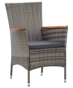 vidaXL 7 Piece Outdoor Dining Set Poly Rattan Acacia Wood Grey