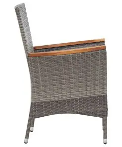 vidaXL 9 Piece Outdoor Dining Set Poly Rattan Acacia Wood Grey