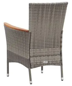 vidaXL 9 Piece Outdoor Dining Set Poly Rattan Acacia Wood Grey