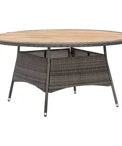 vidaXL 9 Piece Outdoor Dining Set Poly Rattan Acacia Wood Grey