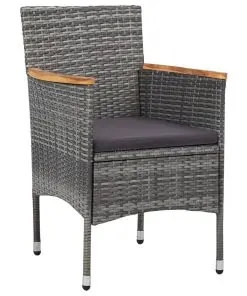 vidaXL 5 Piece Outdoor Dining Set Grey Poly Rattan and Acacia Wood