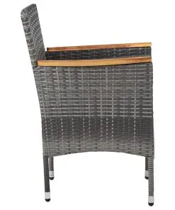 vidaXL 5 Piece Outdoor Dining Set Grey Poly Rattan and Acacia Wood