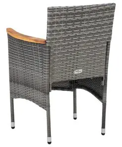vidaXL 5 Piece Outdoor Dining Set Grey Poly Rattan and Acacia Wood