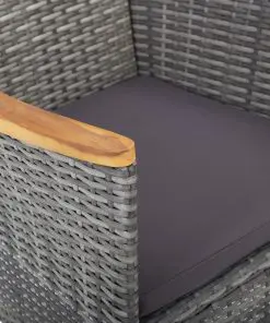 vidaXL 5 Piece Outdoor Dining Set Grey Poly Rattan and Acacia Wood