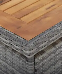 vidaXL 5 Piece Outdoor Dining Set Grey Poly Rattan and Acacia Wood