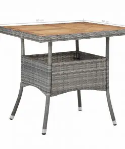 vidaXL 5 Piece Outdoor Dining Set Grey Poly Rattan and Acacia Wood