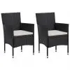 vidaXL Garden Dining Chairs 2pcs Poly Rattan Black vidaXL Garden Dining Chairs 2pcs Poly Rattan Black