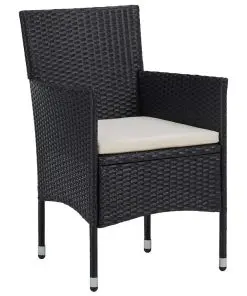 vidaXL Garden Dining Chairs 2pcs Poly Rattan Black
