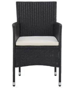 vidaXL Garden Dining Chairs 2pcs Poly Rattan Black