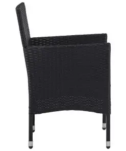 vidaXL Garden Dining Chairs 2pcs Poly Rattan Black