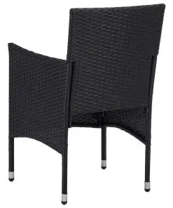 vidaXL Garden Dining Chairs 2pcs Poly Rattan Black