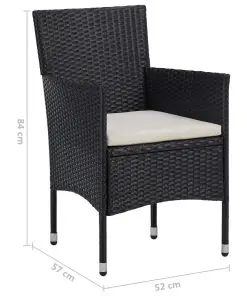 vidaXL Garden Dining Chairs 2pcs Poly Rattan Black