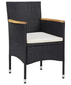vidaXL Garden Dining Chairs 2 pcs Poly Rattan Black