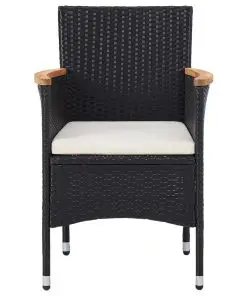 vidaXL Garden Dining Chairs 2 pcs Poly Rattan Black