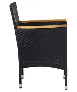 vidaXL Garden Dining Chairs 2 pcs Poly Rattan Black