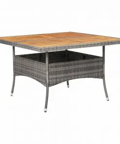 vidaXL 9 Piece Outdoor Dining Set Grey Poly Rattan and Acacia Wood