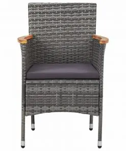 vidaXL 9 Piece Outdoor Dining Set Grey Poly Rattan and Acacia Wood