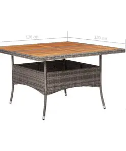 vidaXL 9 Piece Outdoor Dining Set Grey Poly Rattan and Acacia Wood