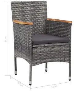 vidaXL 9 Piece Outdoor Dining Set Grey Poly Rattan and Acacia Wood